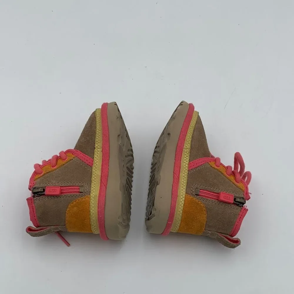 UGG Kids Jorie Tan & Pink Suede Boots – Size 6